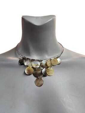 EMILIA mother of pearl bib necklace / wire choker
